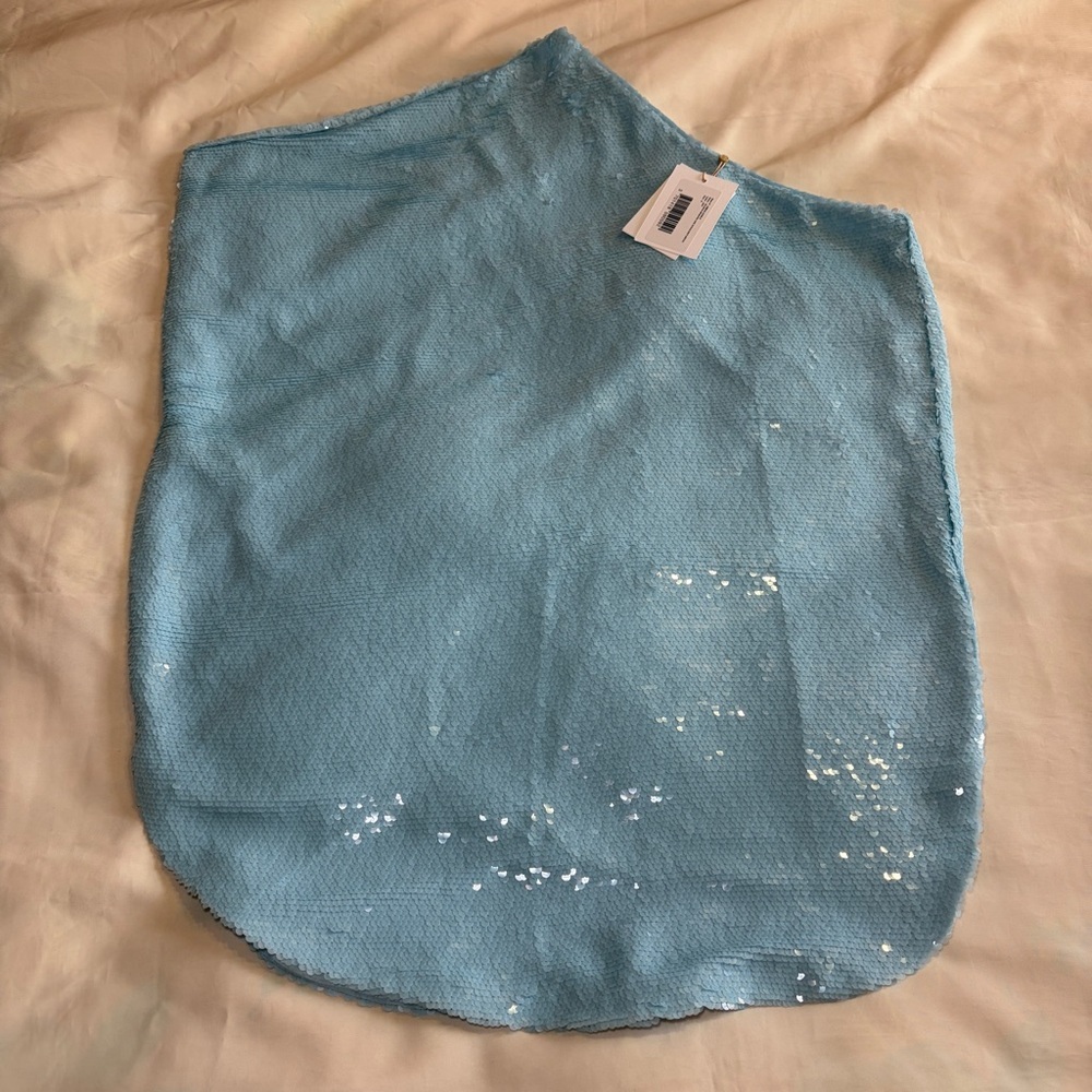 NEW! The Frankie Shop- Gloria Sequin One Shoulder Dress Size Small Sky Blue - Picture 2 of 10